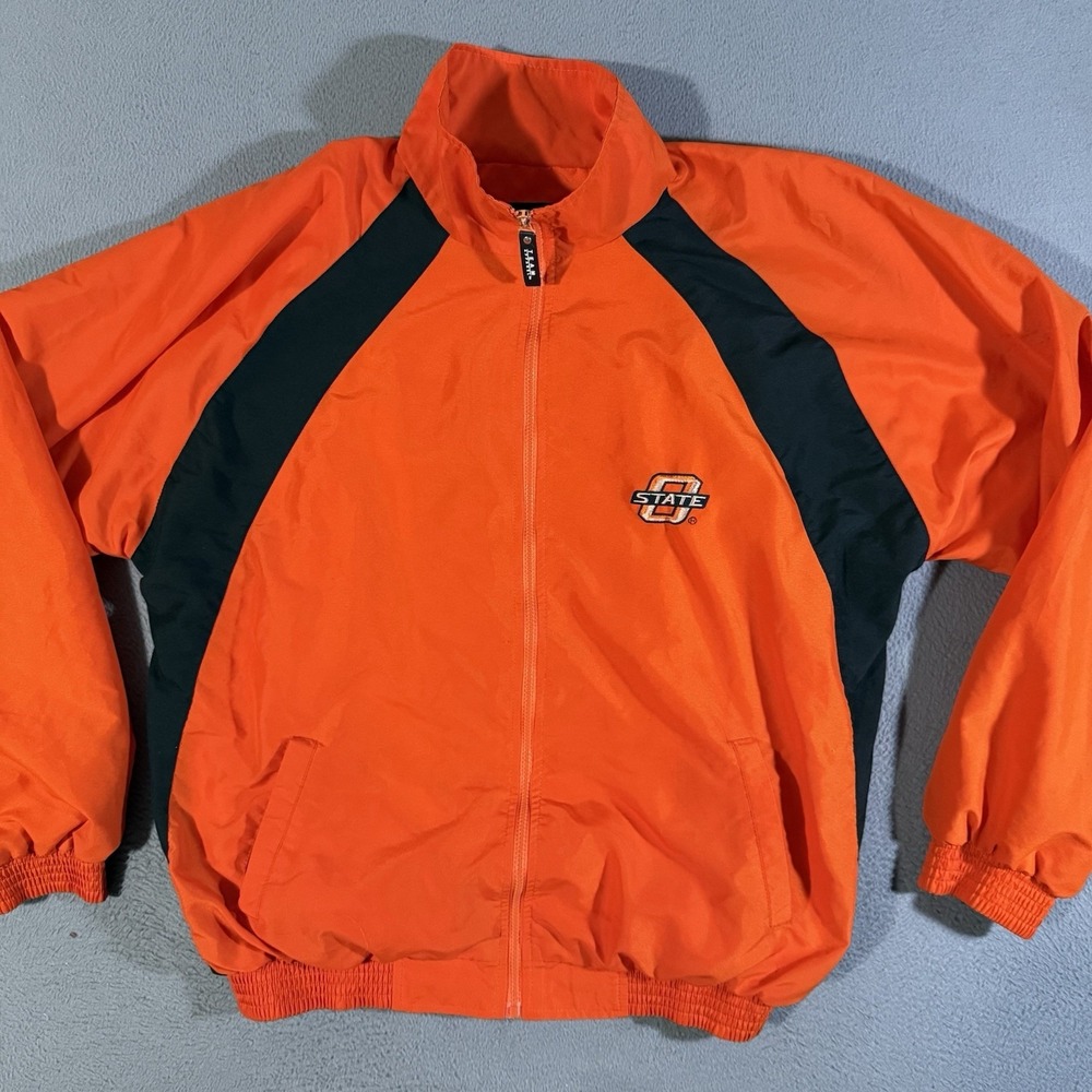 Knights Apparel Oklahoma State Windbreaker Jacket Zip Solid Pullover Size XXL